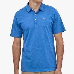 Patagonia Trout Fitz Roy Royal Blue Short Sleeved Polo Shirt - Size XL